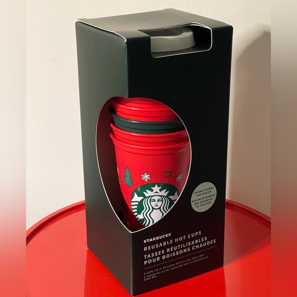 ♥️NEW💚Starbucks Holiday Color Changing Reusable Hot Cups Box Set of 6 - Picture 1 of 7
